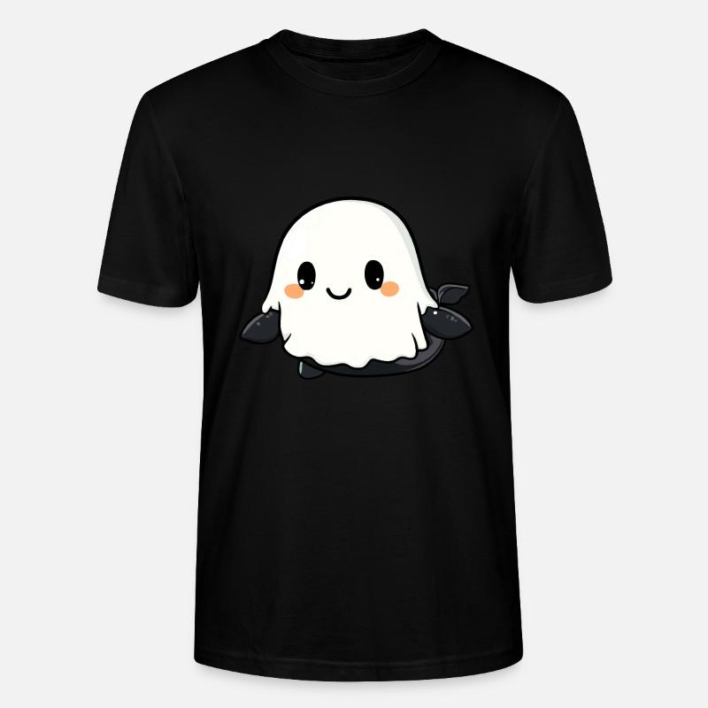 Whale Halloween Comic Ghost - Stanley/Stella CRAFTER Unisex Organic T-Shirt - black