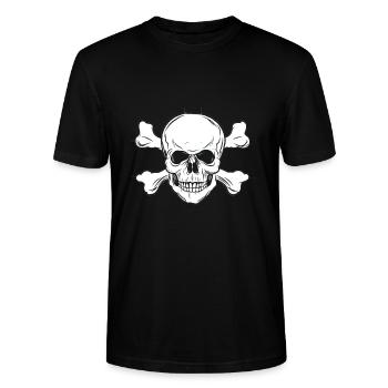 Skull - Totenkopf - Stanley/Stella Unisex Bio-T-Shirt CRAFTER - Schwarz - Vorne - Alina (178cm) & Michal (187cm)