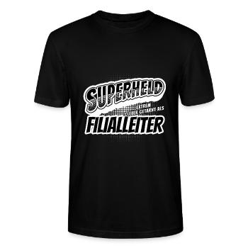 Superheld, clever getarnt als Filialleiter - Stanley/Stella Unisex Bio-T-Shirt CRAFTER - Schwarz - Vorne - Alina (178cm) & Michal (187cm)