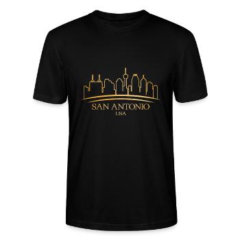 San Antonio USA Skyline Design für stolze San - Stanley/Stella Unisex Bio-T-Shirt CRAFTER - Schwarz - Vorne - Alina (178cm) & Michal (187cm)
