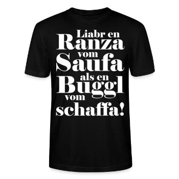 Schwäbischer Spruch Saufen Geschenk schwäbisch - Stanley/Stella Unisex Bio-T-Shirt CRAFTER - Schwarz - Vorne - Alina (178cm) & Michal (187cm)