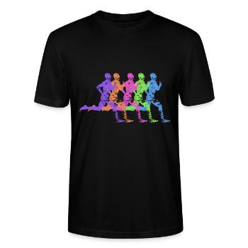 Marathon Läufer laufen bunt - Stanley/Stella Unisex Bio-T-Shirt CRAFTER - Schwarz - Vorne - Alina (178cm) & Michal (187cm)