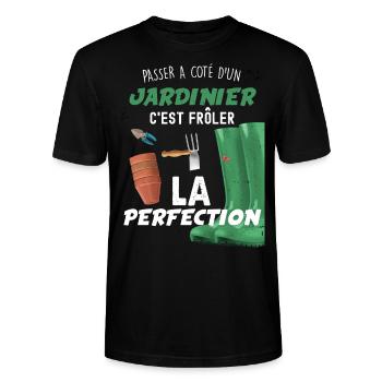 Jardinier, idée cadeau humour jardin - T-shirt bio CRAFTER Stanley Stella Unisexe - noir - Devant - Alina (178cm) & Michal (187cm)