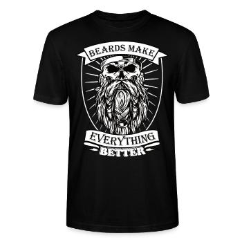 Bärte machen alles besser Shirt - Stanley/Stella Unisex Bio-T-Shirt CRAFTER - Schwarz - Vorne - Alina (178cm) & Michal (187cm)