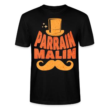 Humour Homme Parrain Malin Parrain Blagueur - T-shirt bio CRAFTER Stanley Stella Unisexe - noir - Devant - Alina (178cm) & Michal (187cm)