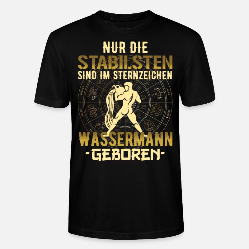 Sternzeichen stabil Wassermann Geschenk - Stanley/Stella Unisex Bio-T-Shirt CRAFTER - Schwarz