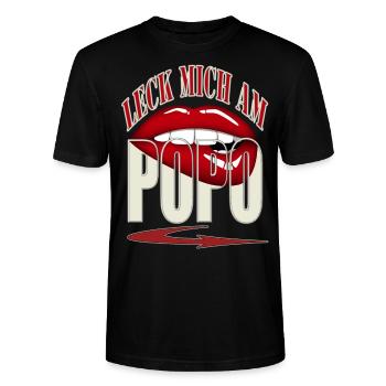 leck mich am POPO - rote Lippen roter Mund Pfeil - Stanley/Stella Unisex Bio-T-Shirt CRAFTER - Schwarz - Vorne - Alina (178cm) & Michal (187cm)