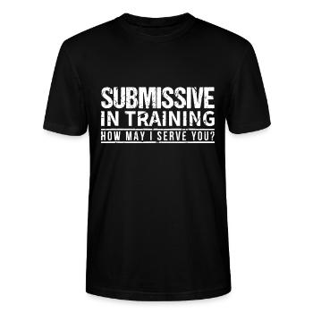 Submissive In Training BDSM Sub Dom Kinky Sexy Yes - Stanley/Stella CRAFTER Unisex Organic T-Shirt - black - Front - Alina (178cm) & Michal (187cm)