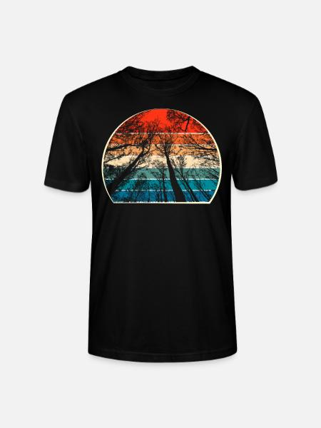 Retro Bäume - Stanley/Stella Unisex Bio-T-Shirt CRAFTER - Schwarz