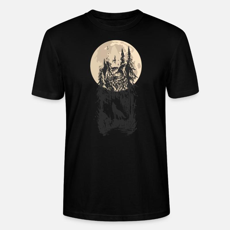 Eule mit Mond - Stanley/Stella Unisex Bio-T-Shirt CRAFTER - Schwarz