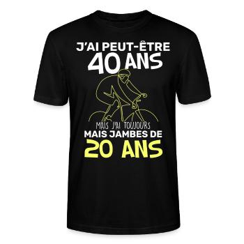 Humour j'ai peut-etre 40 ans Anniversaire Velo - T-shirt bio CRAFTER Stanley Stella Unisexe - noir - Devant - Alina (178cm) & Michal (187cm)