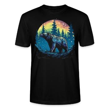 Bear Nature Environment Environmental Protection - Stanley/Stella CRAFTER Unisex Organic T-Shirt - black - Front - Alina (178cm) & Michal (187cm)