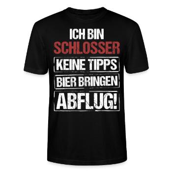Ich bin Schlosser - Bier bringen und Abflug - Stanley/Stella Unisex Bio-T-Shirt CRAFTER - Schwarz - Vorne - Alina (178cm) & Michal (187cm)