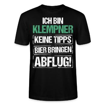 Ich bin Klempner - Bier bringen und Abflug - Stanley/Stella Unisex Bio-T-Shirt CRAFTER - Schwarz - Vorne - Alina (178cm) & Michal (187cm)