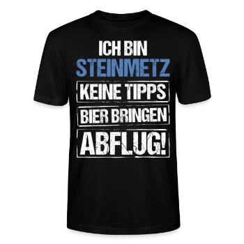 Ich bin Steinmetz - Bier bringen und Abflug - Stanley/Stella Unisex Bio-T-Shirt CRAFTER - Schwarz - Vorne - Alina (178cm) & Michal (187cm)