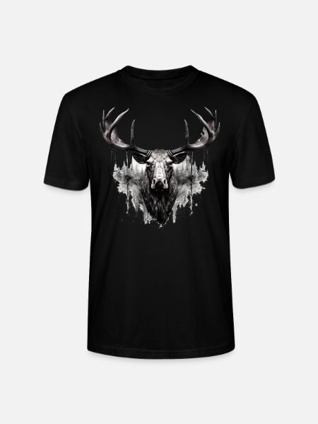 Elghjorte natur Skandinavisk skov - Stanley Stella CRAFTER unisex økologisk-T-shirt - sort