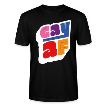 Gay af rainbow design - Stanley/Stella CRAFTER Unisex Organic T-Shirt - black - Front - Alina (178cm) & Michal (187cm)