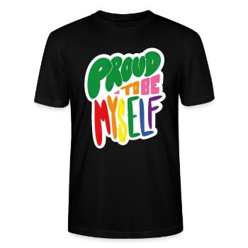 Proud to be myself - white - Stanley/Stella CRAFTER Unisex Organic T-Shirt - black - Front - Alina (178cm) & Michal (187cm)