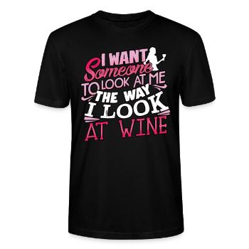 Ich möchte, dass mich jemand so ansieht, wie ich - Stanley/Stella Unisex Bio-T-Shirt CRAFTER - Schwarz - Vorne - Alina (178cm) & Michal (187cm)