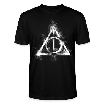 Harry Potter Symbole Reliques de la Mort - T-shirt bio CRAFTER Stanley Stella Unisexe - noir - Devant - Alina (178cm) & Michal (187cm)