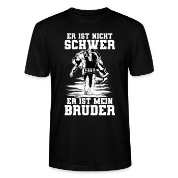 Soldat Bundeswehr - Er ist mein Bruder - Stanley/Stella Unisex Bio-T-Shirt CRAFTER - Schwarz - Vorne - Alina (178cm) & Michal (187cm)
