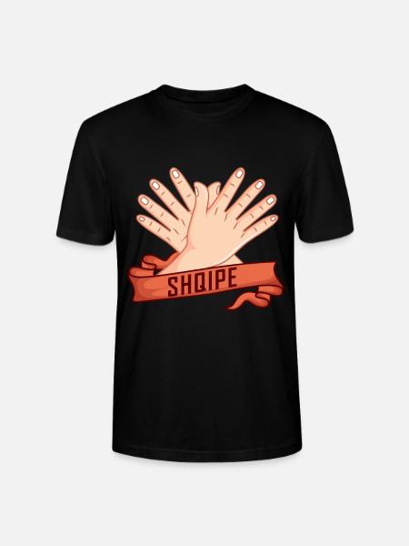 SHQIPE Albanian flag eagle hand sign - Stanley/Stella CRAFTER Unisex Organic T-Shirt - black