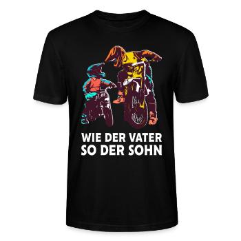 Wie der Vater so der Sohn Motocross Papa Motorrad - Stanley/Stella Unisex Bio-T-Shirt CRAFTER - Schwarz - Vorne - Alina (178cm) & Michal (187cm)