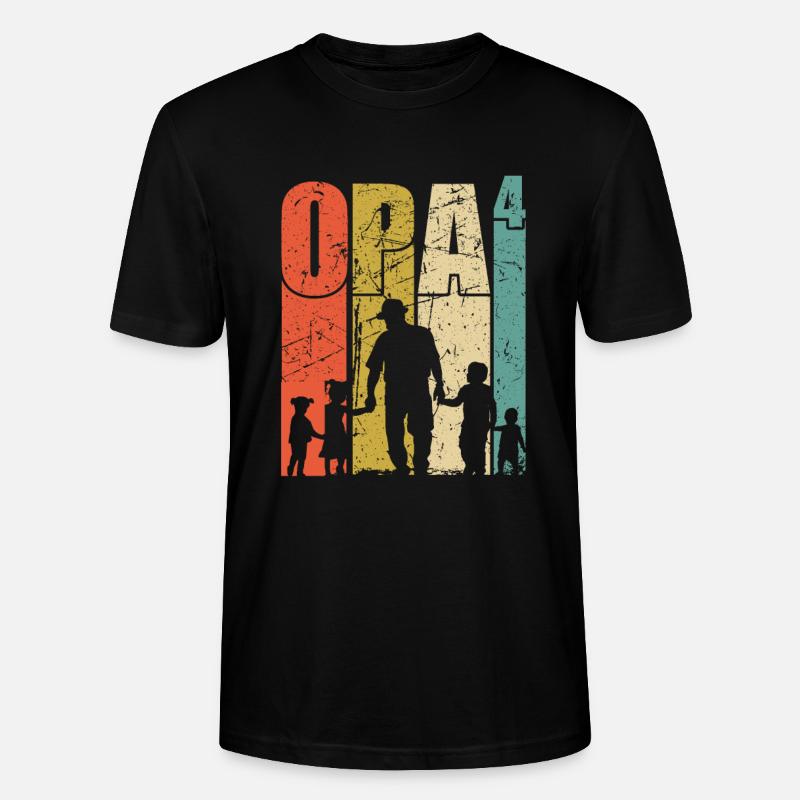 Opa hoch 4 vierfacher Opa werdender Opa Geschenk - Stanley/Stella Unisex Bio-T-Shirt CRAFTER - Schwarz