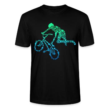 BMX Stunt Dirt Bike Freestyle Fahrer - Stanley/Stella Unisex Bio-T-Shirt CRAFTER - Schwarz - Vorne - Alina (178cm) & Michal (187cm)