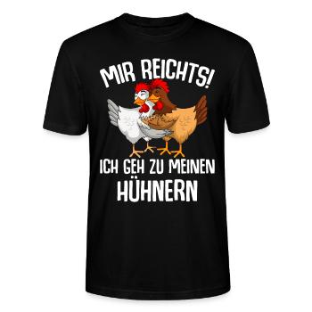 Mir reichts ich geh zu meinen Hühnern - Stanley/Stella Unisex Bio-T-Shirt CRAFTER - Schwarz - Vorne - Alina (178cm) & Michal (187cm)