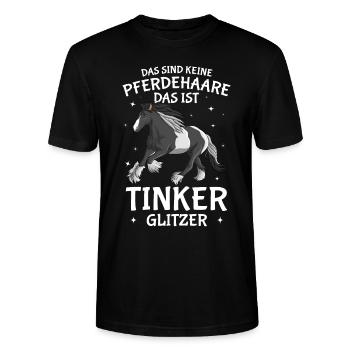 Tinker Pferd Glitzer Reiterin Pferde Mädchen - Stanley/Stella Unisex Bio-T-Shirt CRAFTER - Schwarz - Vorne - Alina (178cm) & Michal (187cm)