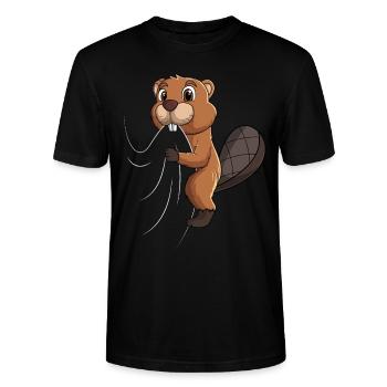 Biber Kinder Jungen Mädchen - Stanley/Stella Unisex Bio-T-Shirt CRAFTER - Schwarz - Vorne - Alina (178cm) & Michal (187cm)