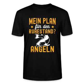 Angeln Geschenk zur Rente Angler Fischer - Stanley/Stella Unisex Bio-T-Shirt CRAFTER - Schwarz - Vorne - Alina (178cm) & Michal (187cm)