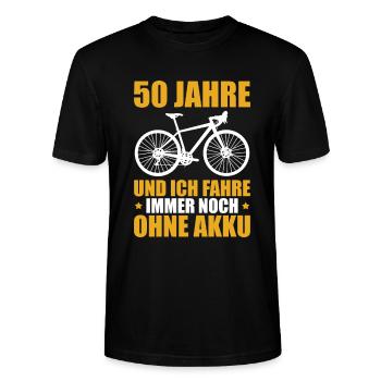 Fahrrad Radfahrer 50. Geburtstag Geschenkidee - Stanley/Stella Unisex Bio-T-Shirt CRAFTER - Schwarz - Vorne - Alina (178cm) & Michal (187cm)