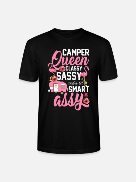 Camper Queen Camping Girl Caravan - Stanley/Stella CRAFTER Unisex Organic T-Shirt - black