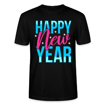 Happy New Year! - Stanley/Stella CRAFTER Unisex Organic T-Shirt - black - Front - Alina (178cm) & Michal (187cm)