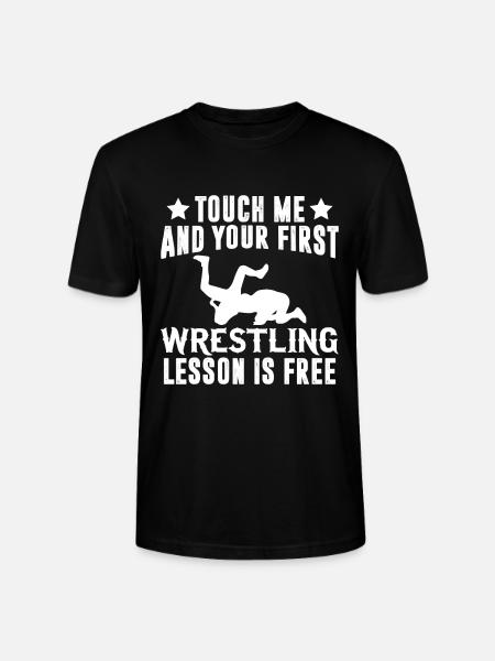 Touch Me and - Funny Wrestler - Stanley/Stella CRAFTER Unisex Organic T-Shirt - black