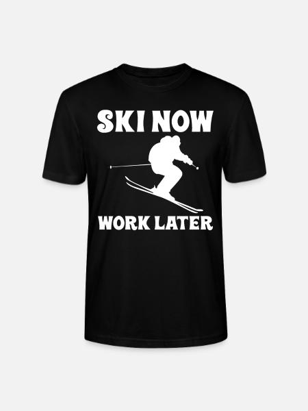 Ski Now Work Later - Stanley/Stella CRAFTER Unisex Organic T-Shirt - black