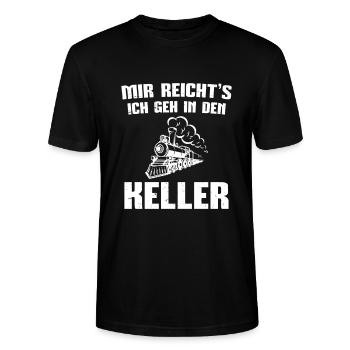 Modelleisenbahn Lok Modellbau Modelleisenbahner - Stanley/Stella Unisex Bio-T-Shirt CRAFTER - Schwarz - Vorne - Alina (178cm) & Michal (187cm)