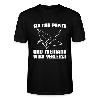 Kranich falten Origami Faltkunst - Stanley/Stella Unisex Bio-T-Shirt CRAFTER - Schwarz - Vorne - Alina (178cm) & Michal (187cm)