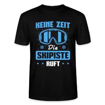 Die Skipiste ruft Skifahren Wintersport Skifahrer - Stanley/Stella Unisex Bio-T-Shirt CRAFTER - Schwarz - Vorne - Alina (178cm) & Michal (187cm)
