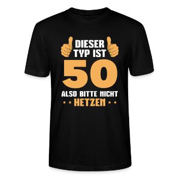 50 Jahre alt 50er Papa 50. Geburtstag Geschenkidee - Stanley/Stella Unisex Bio-T-Shirt CRAFTER - Schwarz - Vorne - Alina (178cm) & Michal (187cm)