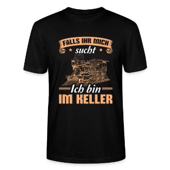 Modelleisenbahn Dampflok Modelleisenbahner - Stanley/Stella Unisex Bio-T-Shirt CRAFTER - Schwarz - Vorne - Alina (178cm) & Michal (187cm)