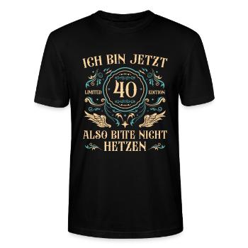 40er 40 Jahre alt Mann 40. Geburtstag Geschenk - Stanley/Stella Unisex Bio-T-Shirt CRAFTER - Schwarz - Vorne - Alina (178cm) & Michal (187cm)