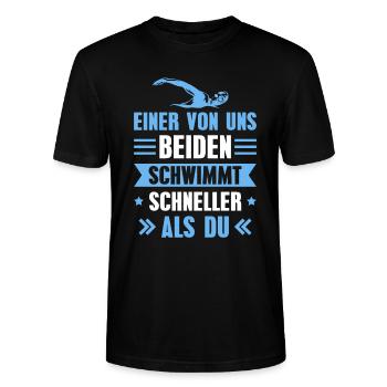 Schwimmen Schwimmbad Freischwimmer - Stanley/Stella Unisex Bio-T-Shirt CRAFTER - Schwarz - Vorne - Alina (178cm) & Michal (187cm)