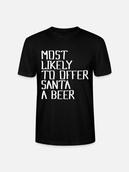 Offering Santa Claus a beer - Stanley/Stella CRAFTER Unisex Organic T-Shirt - black