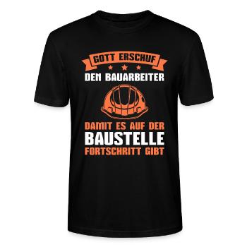 Baustelle Gott erschuf den Bauarbeiter - Stanley/Stella Unisex Bio-T-Shirt CRAFTER - Schwarz - Vorne - Alina (178cm) & Michal (187cm)