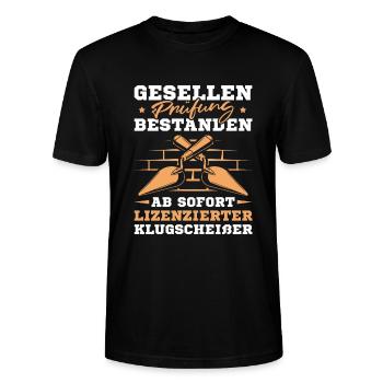 Ausbildung bestanden Maurer Geselle - Stanley/Stella Unisex Bio-T-Shirt CRAFTER - Schwarz - Vorne - Alina (178cm) & Michal (187cm)