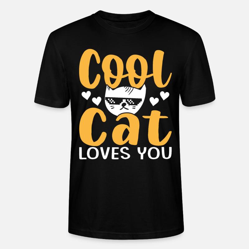 Le chat cool t’aime - T-shirt bio CRAFTER Stanley Stella Unisexe - noir