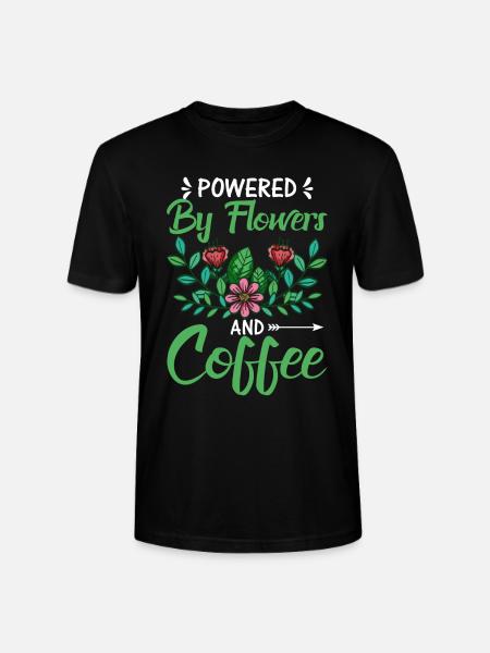 Powered by Flowers and Coffee - Stanley/Stella CRAFTER Unisex Organic T-Shirt - black